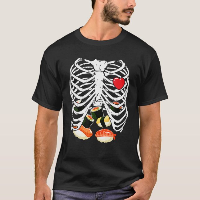 Camiseta Rib Cage Skeleton Sushi X Ray Skeleton Halloween C (Anverso)