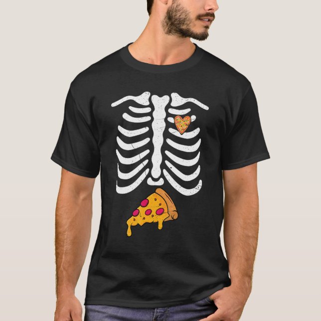 Camiseta Rib Cage Skeleton X Ray Pizza Halloween Costume (Anverso)