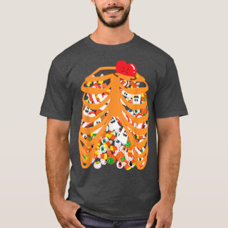 Camiseta Rib de esqueleto Jaula Vela de Xray Halloween Tric