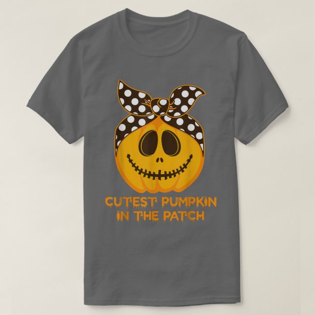 Camiseta Ribbon Cutest Pumpkin In The Patch Costume Spooky  (Diseño del anverso)