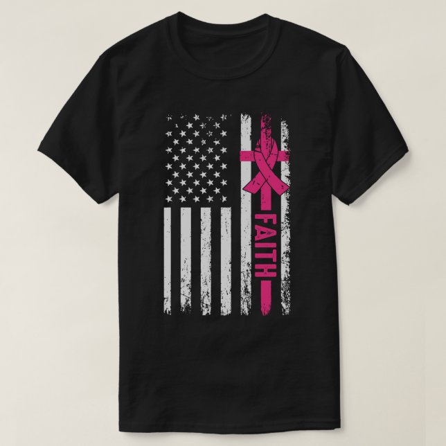 Camiseta Ribbon Faith Breast Cancer Awareness  (Diseño del anverso)