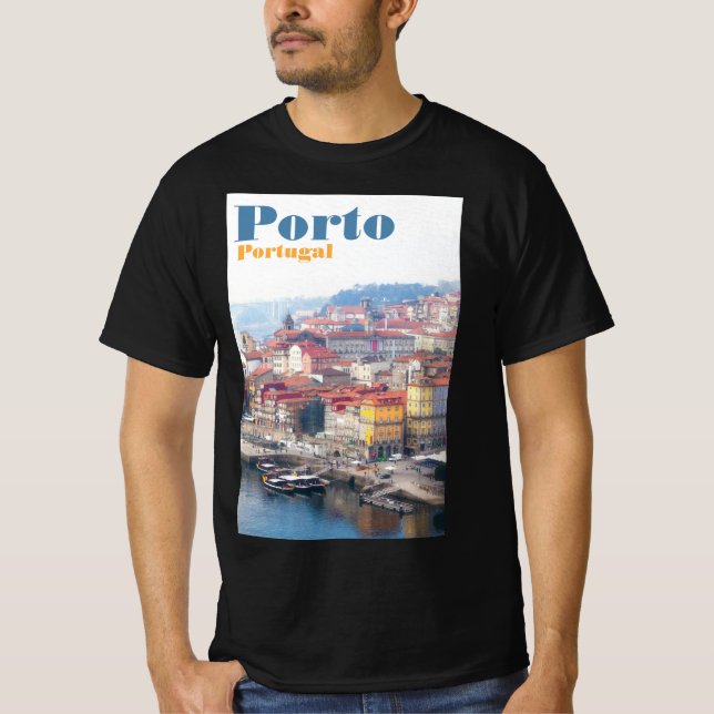 Camiseta Ribeira y el río Douro. Porto, Portugal. (Anverso)