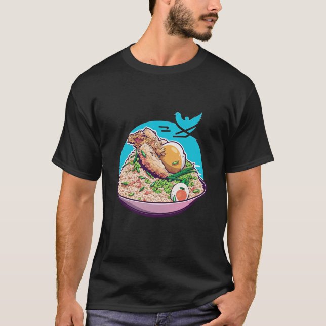Camiseta Rice frito de pollo estilo vaporwave estético (Anverso)