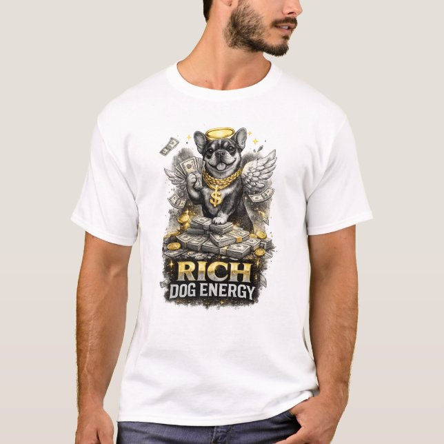 Camiseta Rich Dog Energy Funny Money Dog Illustration (Anverso)