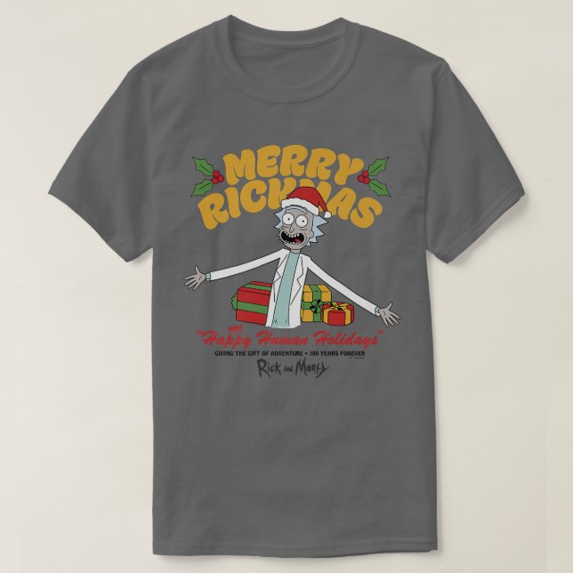 Camiseta Rick and Morty Christmas Merry Rickmas Happy Human (Diseño del anverso)