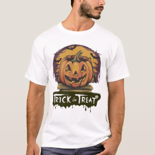Camiseta rick o Tret Retro Calabaza Cubo Halloween