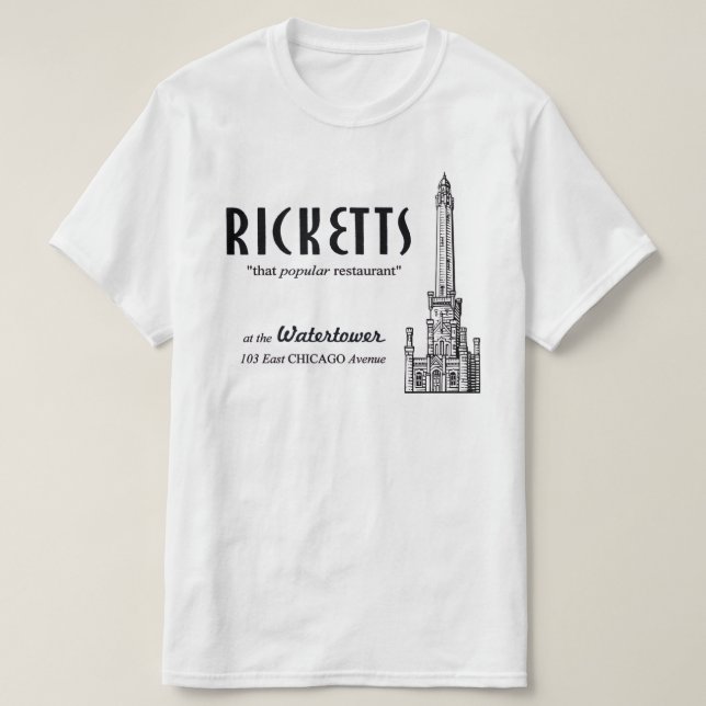 Camiseta Ricketts Restaurant, Chicago, Illinois (Diseño del anverso)
