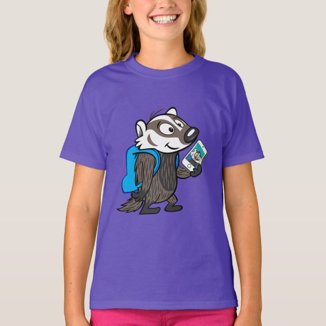 Camiseta Ricky Raccoon | Selfie de Boomer Badger (Anverso)