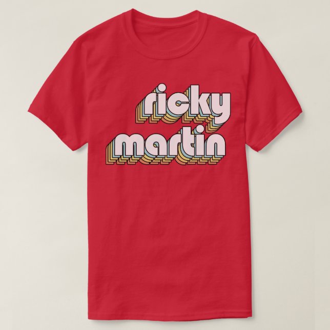 Camiseta RickyRetro Estilo de tipografía arcoiris oscuro (Diseño del anverso)