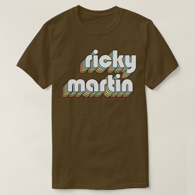 Camiseta RickyRetro Tipografía Arcoiris Estilo 2 atenuado (Diseño del anverso)