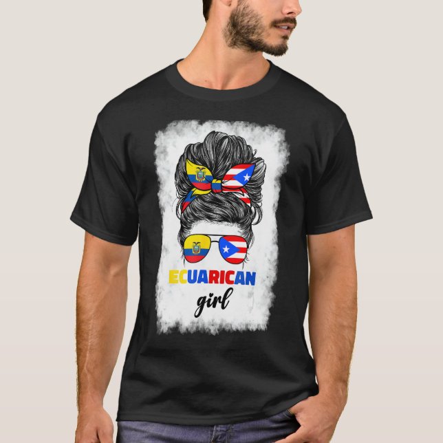 Camiseta Rico Ecuatoriano Y Puerto Rico Ecuador Chica Bande (Anverso)