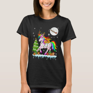 Camiseta Ridding de reno de Santa Cat Unicorn Árbol de Navi
