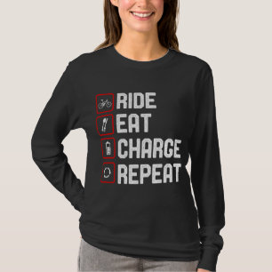 Camiseta Ride Eat Charge Repetir Funny E-Bike