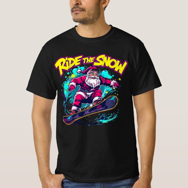 Camiseta Ride the Snow – Graffiti Santa Snowboard Design (Anverso)