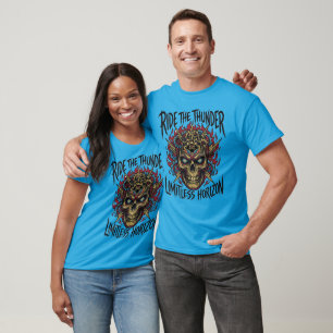 Camiseta Ride The Thunder – Gráfico de Calavera Me