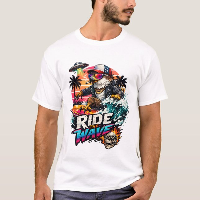 Camiseta Ride the Wave Eagle Surfer (Anverso)