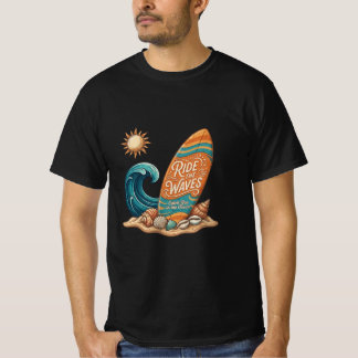 Camiseta Ride the Waves Surfboard Illustration - Tropical S