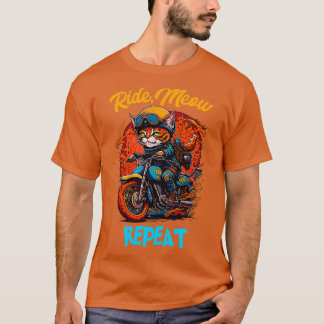 Camiseta RideMeaw Repetir la bicicleta de montar en gato di