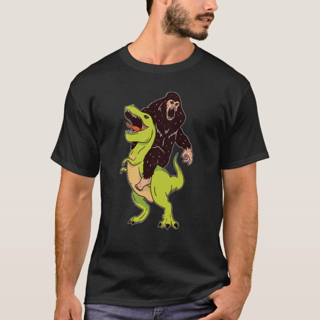 Camiseta Riding Dinosaur Sasquatch Rex Tyrannosaurus (Anverso)