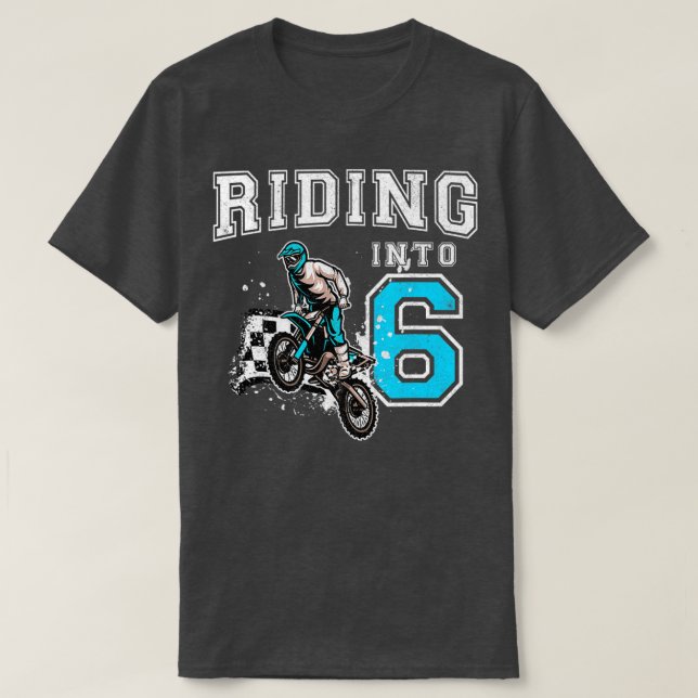 Camiseta Riding Into 6 Years Old 6th Birthday Boy Dirt Bike (Diseño del anverso)
