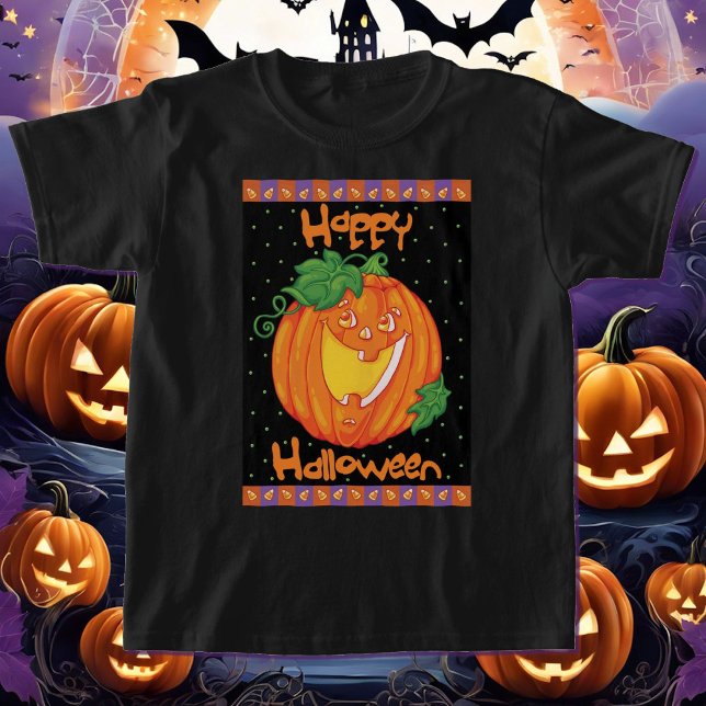 Camiseta Ríe Calabaza Cute Chica Halloween (Subido por el creador)