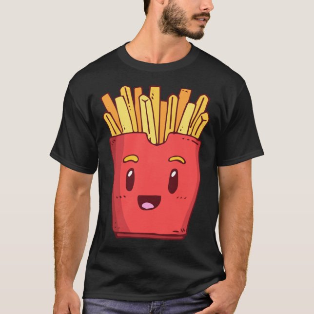Camiseta Ríe patatas fritas motivo de comida para hombres m (Anverso)
