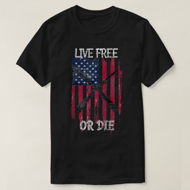 Camiseta Rifle De Bandera Estadounidense En Vivo Libre O Mu (Diseño del anverso)