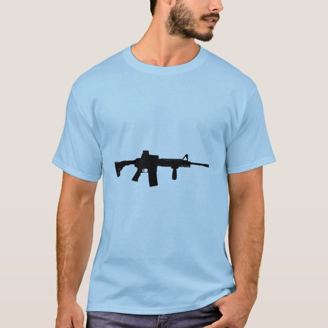 Camiseta Rifle negro AR-15 del arte de Phil en línea (Anverso)