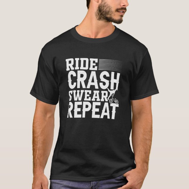Camiseta Rige Crash Swear Repetir Hombres Mujeres BMX Rider (Anverso)