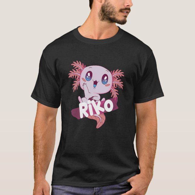 Camiseta RIKO Nombre de niño pequeño con AXOLOTL adorable (Anverso)