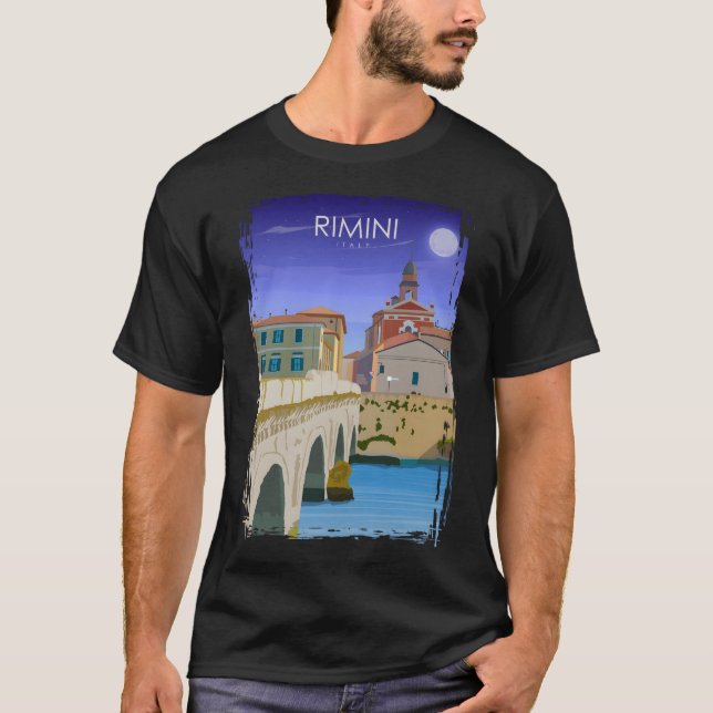 Camiseta Rimini Italia Viaje mínimo retro italiano (Anverso)