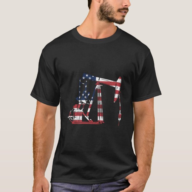 Camiseta Riña Oilfield Eeuu Bandera Estadounidense Refinerí (Anverso)