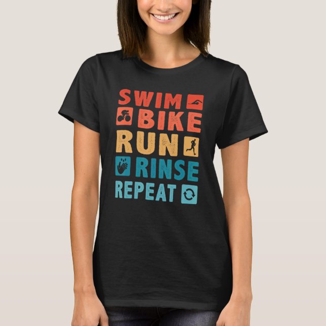 Camiseta Rincón De La Bicicleta De Natación Repetir Para Tr (Anverso)