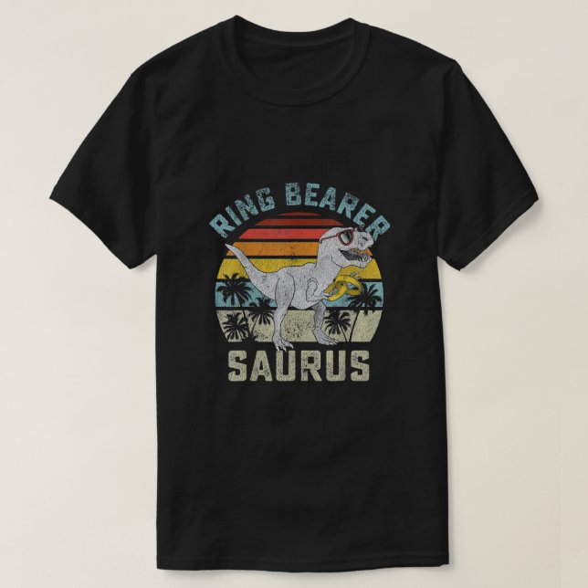 Camiseta Ring Bearer Saurus Dinosaur Boda (Diseño del anverso)