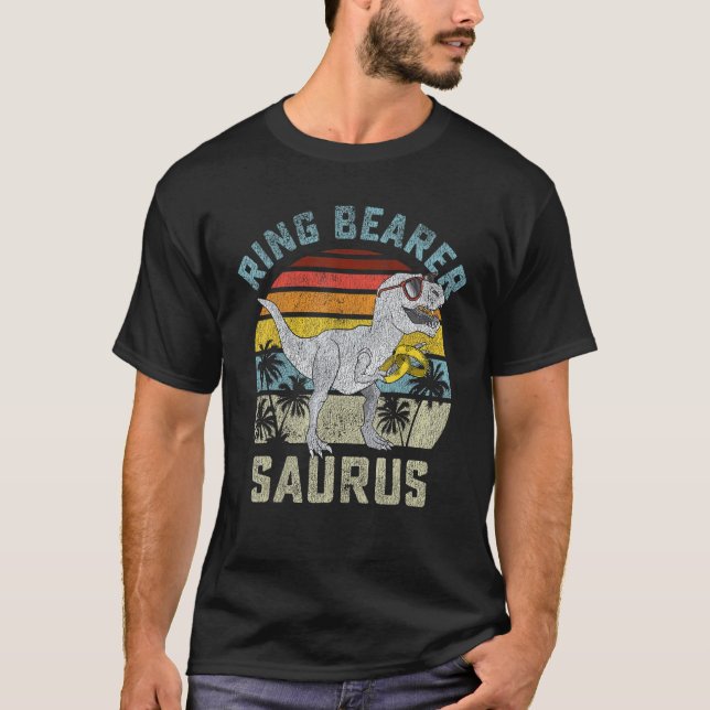 Camiseta Ring Bearer Saurus Dinosaur Boda Rex Ring Secur (Anverso)