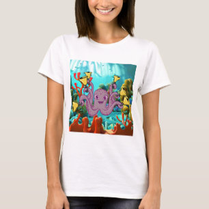 Camiseta Ringer De Campanas Octopus En El Mar