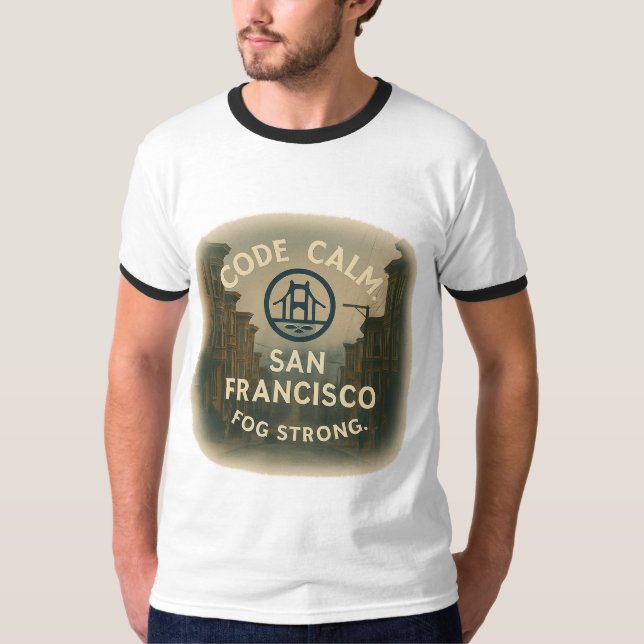 Camiseta Ringer Tee - Código Calm Fog Strong | Flujo Retro  (Anverso)