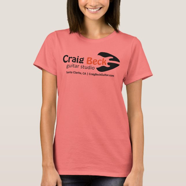 Camiseta Ringer Tee de las mujeres | Craig Beck Guitar Stud (Anverso)