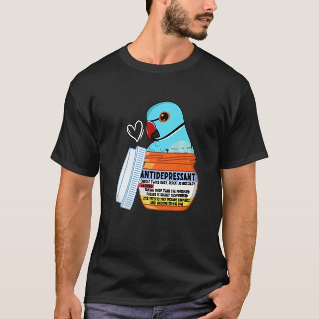 Camiseta Ringneck azul indio cutáneo de loro antidepresivo (Anverso)