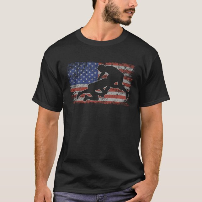 Camiseta Rings Retro Bandera de los Estados Unidos Lucha el (Anverso)