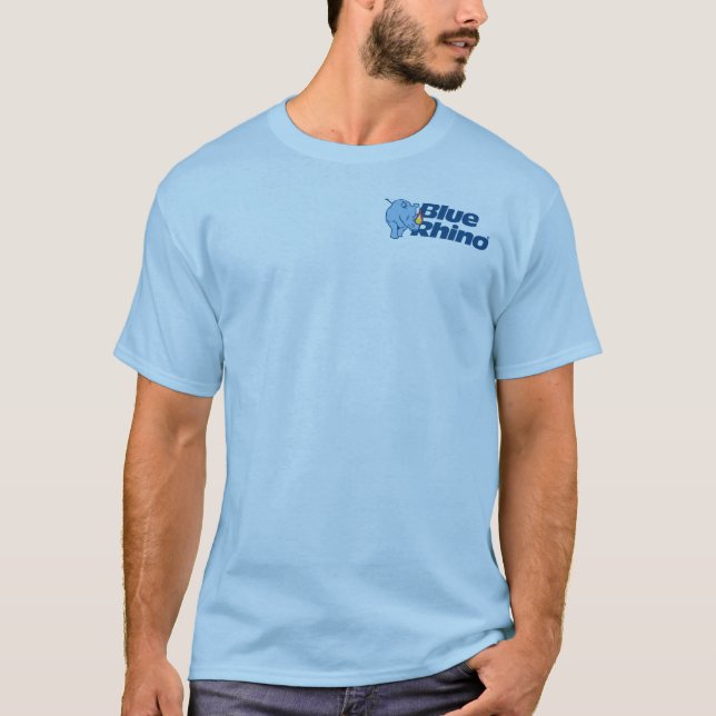 Camiseta Rinoceronte azul "alimenta el patio trasero" mascu (Anverso)