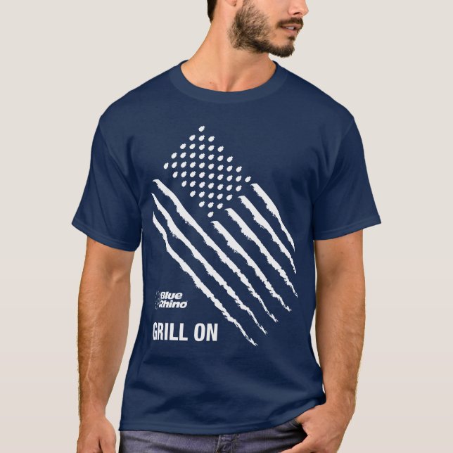 Camiseta Rinoceronte azul "Bandera estadounidense: asador"  (Anverso)