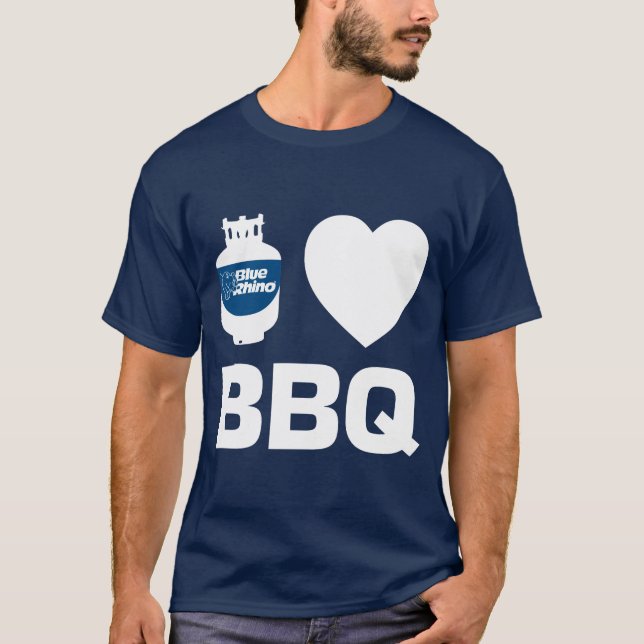 Camiseta Rinoceronte azul "I Heat BBQ" masculino (Anverso)