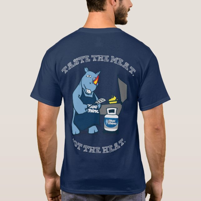 Camiseta Rinoceronte azul "prueba la carne" masculina (Reverso)