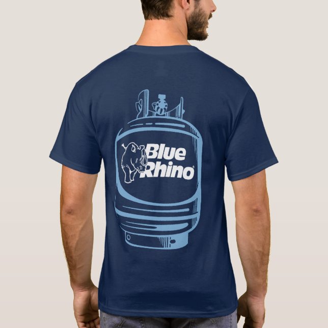Camiseta Rinoceronte azul "tanque" oscuro masculino (Reverso)