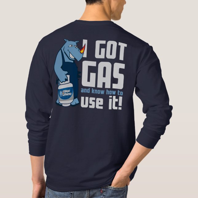 Camiseta Rinoceronte azul "Tengo gas" Manga larga masculina (Reverso)