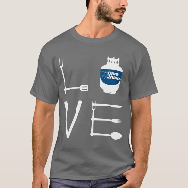 Camiseta Rinoceronte azul "Utensilios de amor" masculino (Anverso)