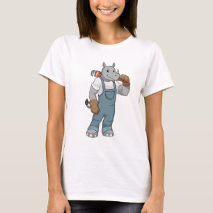 Camiseta Rinoceronte como Handyman con alicates de bomba de