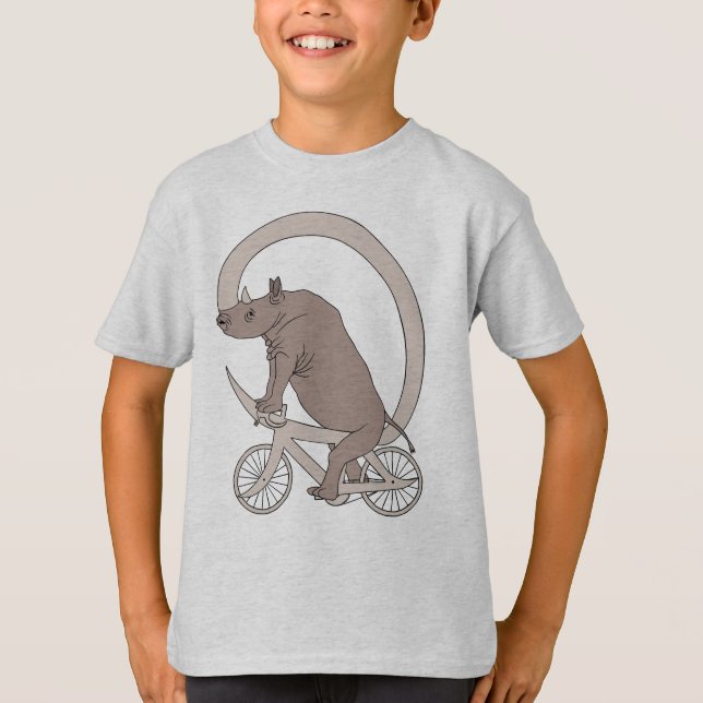 Camiseta Rinoceronte Con Bicicleta De Cuerno (Anverso)