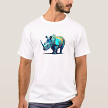 Rinoceronte de Arte Pixel Retro de 8 Bits Cian Nar